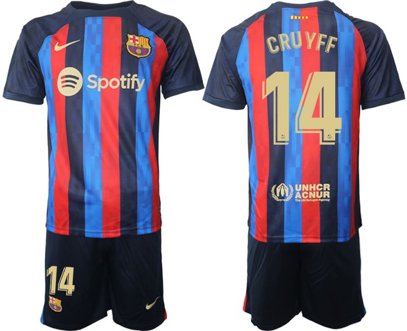 Men 2022-2023 Club Barcelona home blue 14 Soccer Jersey